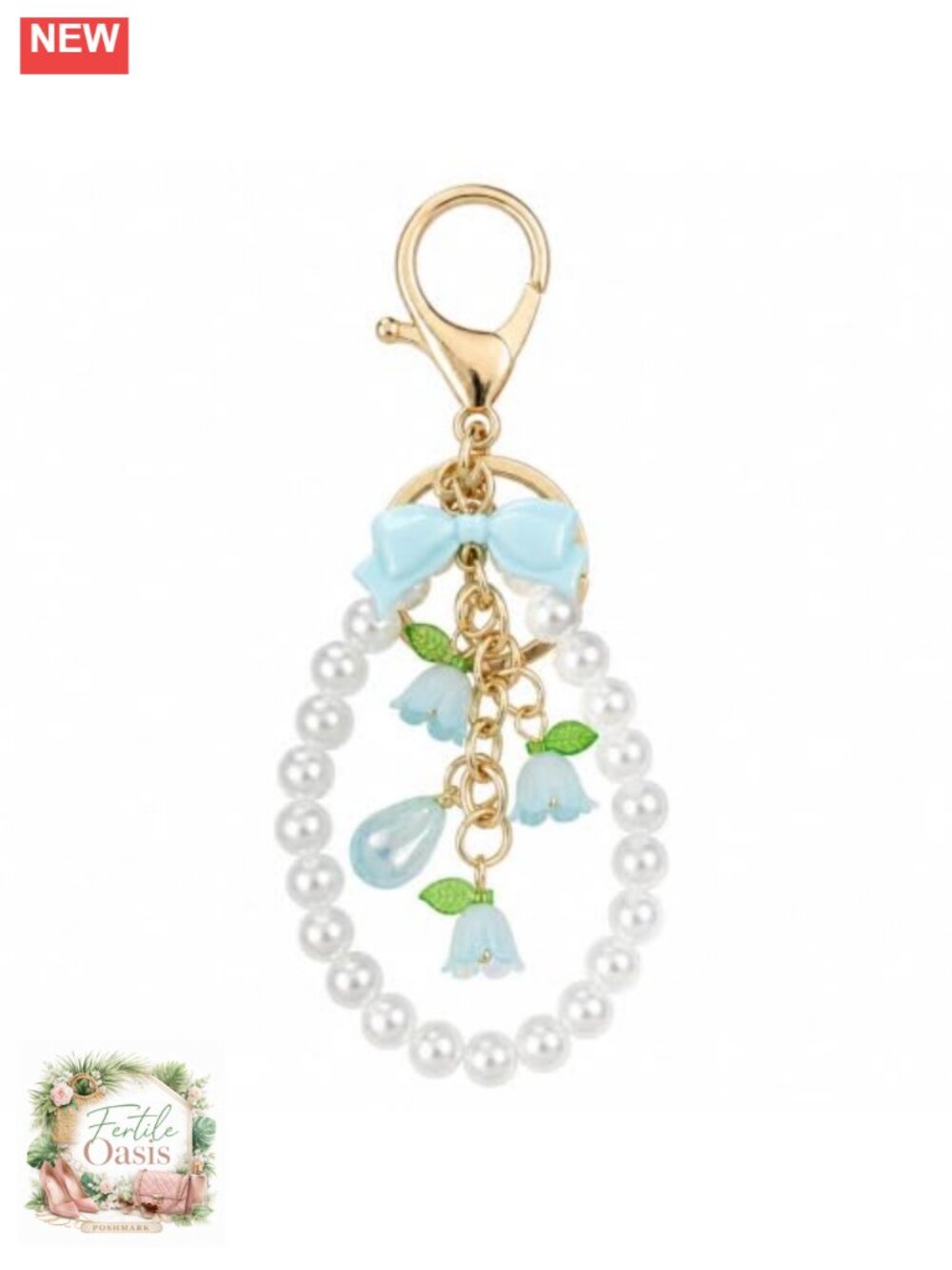 Lily of the Valley Pearl Keychain Bag Charm Alloy Resin